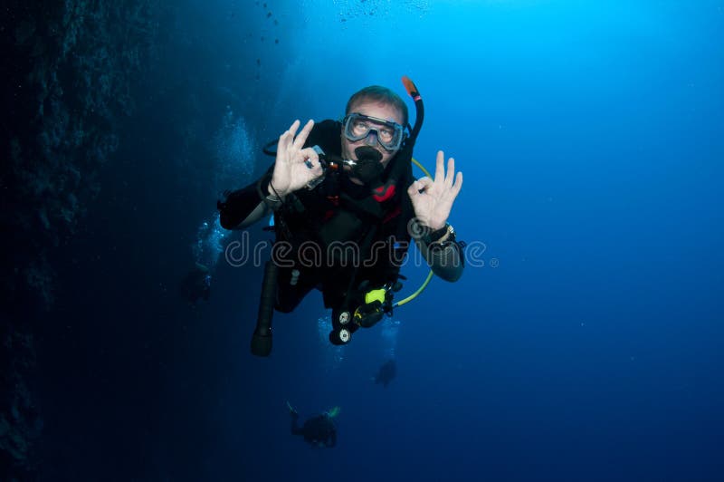 Scuba diver gesturing OK