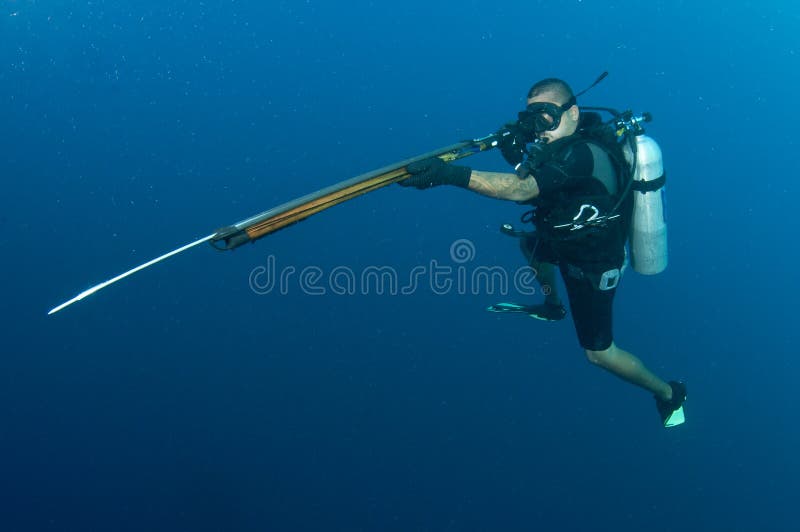 Scuba diver with Harpoon gun