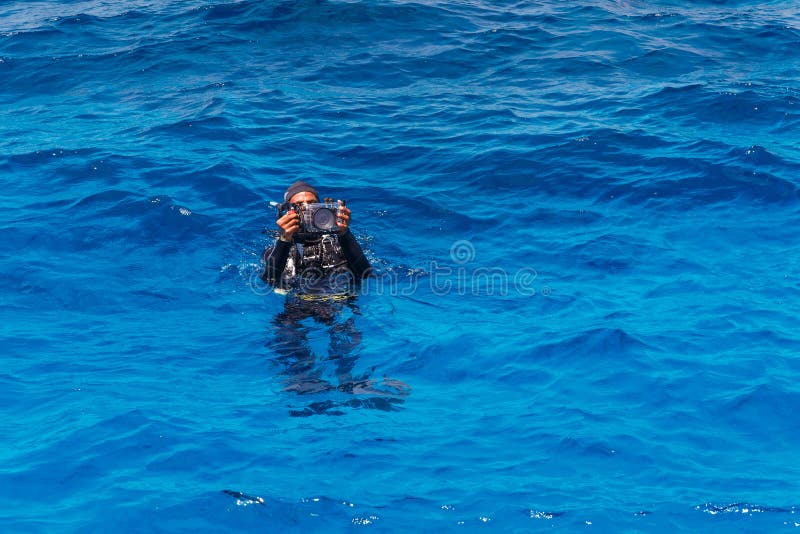 Scuba Diver with Underwater Camera Editorial Stock Photo Image of