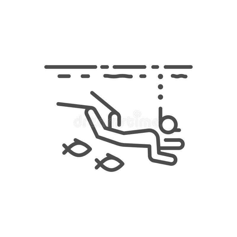 Scuba diving icon. Thin line editable stroke vector illustration for underwater exploration, ocean activity, snorkel and marine vector illustration