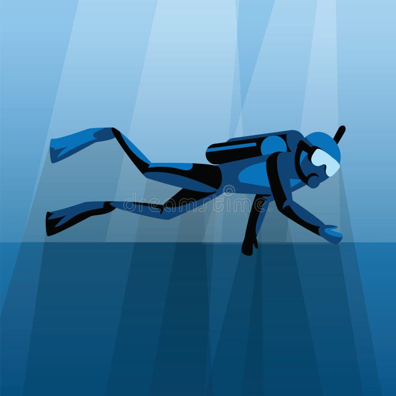 Scuba-duiker die onder water in blauwe overzeese vectorillustratie duiken Duikend in oceaan en overzees, het onderwater zwemmen e vector illustratie Scuba-duiker die onder water in blauwe overzeese vectorillustratie duiken Duikend in oceaan en overzees, het onderwater zwemmen e vector illustratie