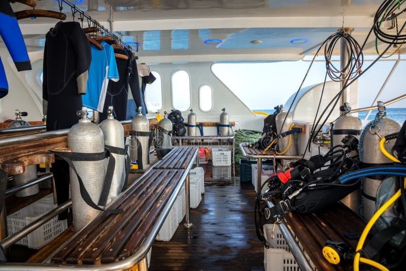 Scuba Gear on the Boat Drying Stock Image Image of steel, summer