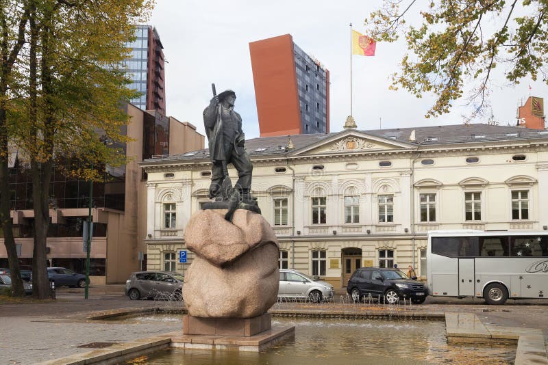 KLAIPEDA, LITHUANIA - SEPTEMBER 22, 2018: Sculptura known as Fisherman in historical part of Klaipeda city stock photo KLAIPEDA, LITHUANIA - SEPTEMBER 22, 2018: Sculptura known as Fisherman in historical part of Klaipeda city stock photo