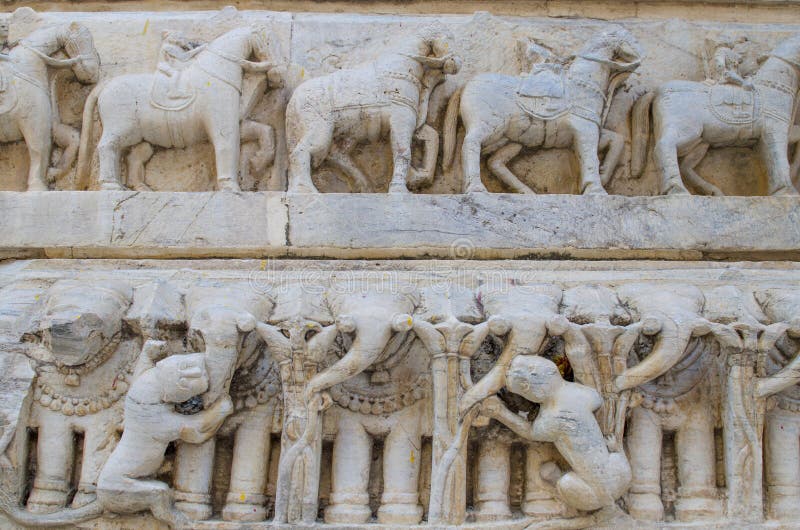 Sculptural Relief with Floral Decoration Stock Photo Image of black