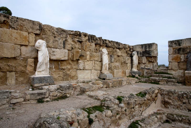 Sculpture in ancient bath in Salamis