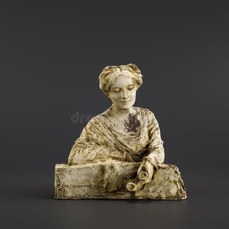 Sculpture Bust. Statue in the Theatre Box. Stone Sculpture of a Woman