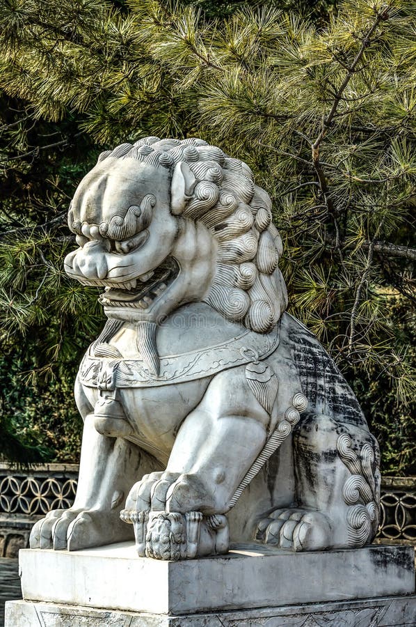 Sculpture in Front of the Great Chinese Wall in the Mountains Near