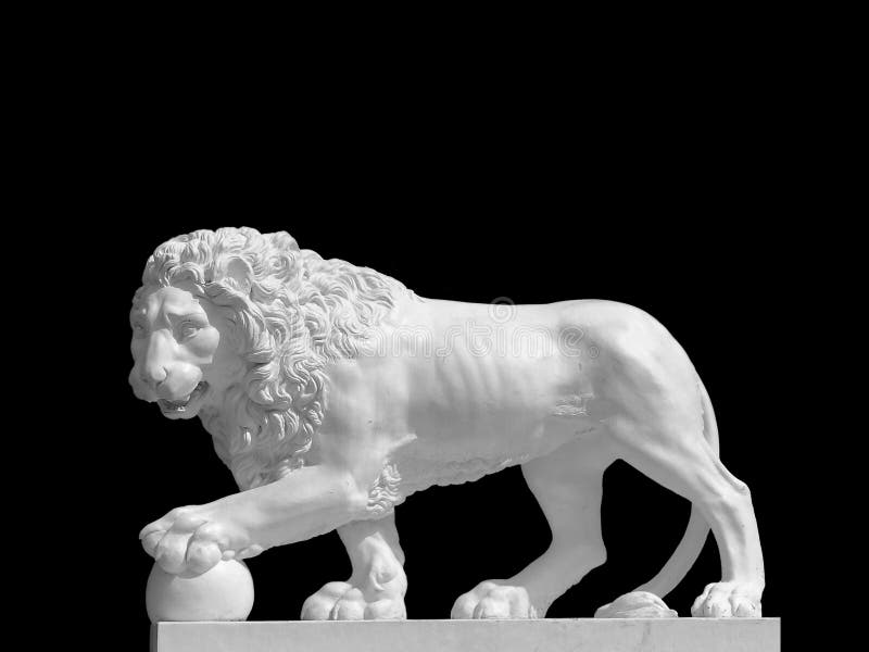 Sculpture of Lion with the Paw on the Ball Stock Photo Image of garden, tourist 683836