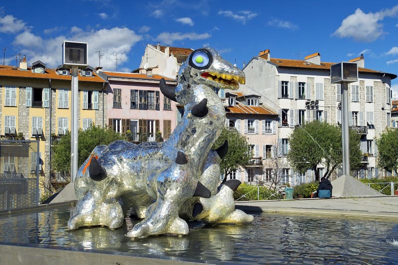 Sculpture Loch Ness Monster by Niki de Saint Phalle, french sculptor royalty free stock photo Sculpture Loch Ness Monster by Niki de Saint Phalle, french sculptor royalty free stock photo