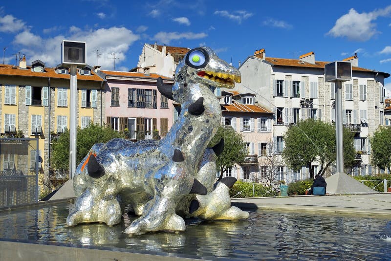 Sculpture Loch Ness Monster by Niki de Saint Phalle, french sculptor