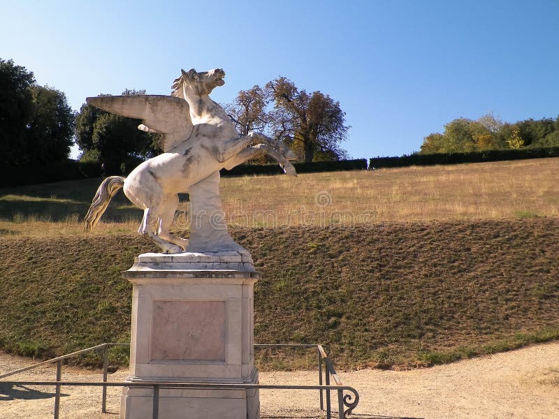 Sculpture of Pegasus. Boboli Gardens in Florence Stock Photo Image of
