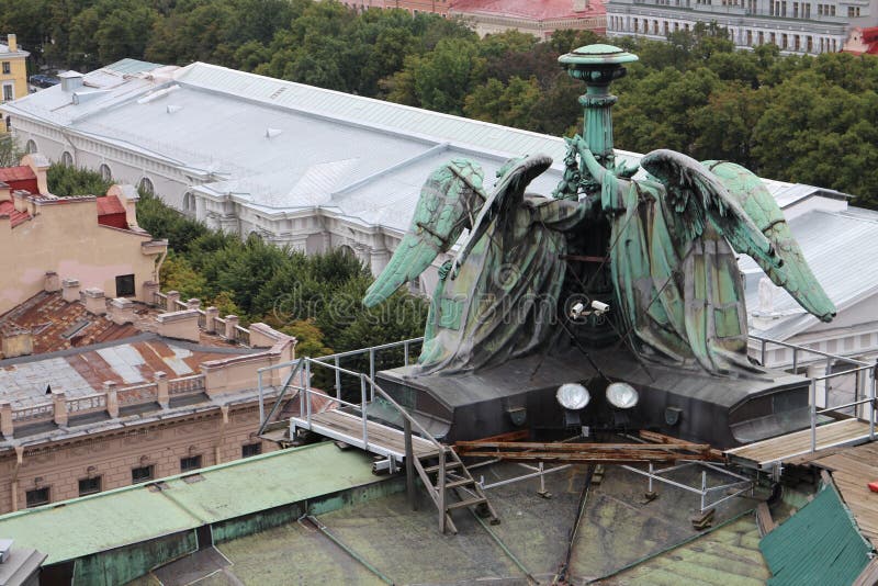 Sculpture on roof of St. Isaac`s Cathedral, Saint Petersburg