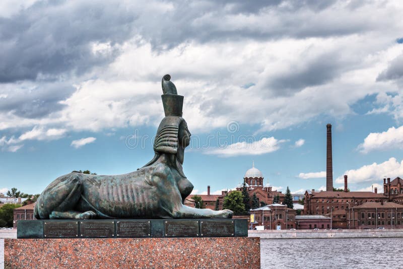 The sculpture of the sphinx which is part of the Monument to victims of political repression. St.-Petersburg