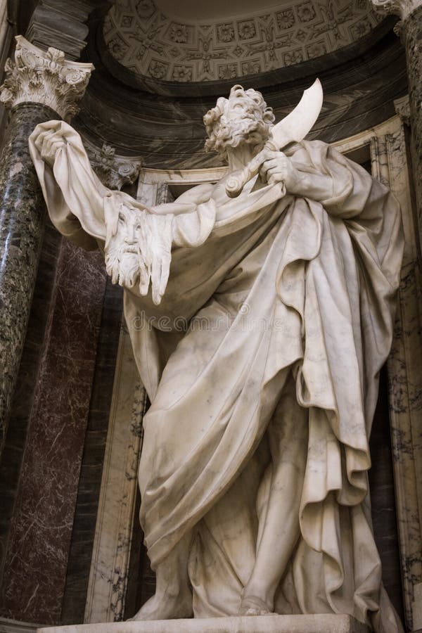 Sculpture of St. Bartholomew Editorial Stock Photo - Image of marble ...