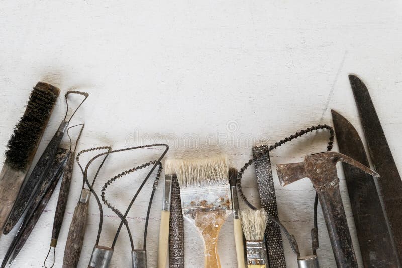 Sculpture Tools. Art and Craft Tools on a White Background Stock Photo Image of gear, ceramic