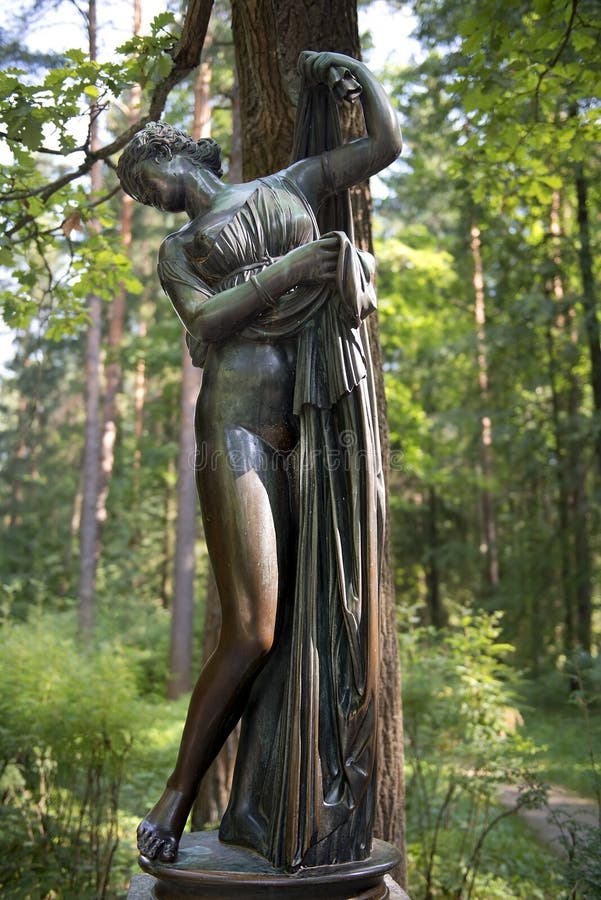 Bronze sculpture Venus Callipyge, goddess of love and beauty, Pavlovsk Park, Saint Petersburg, Russia, original - located at the National Museum of Naples