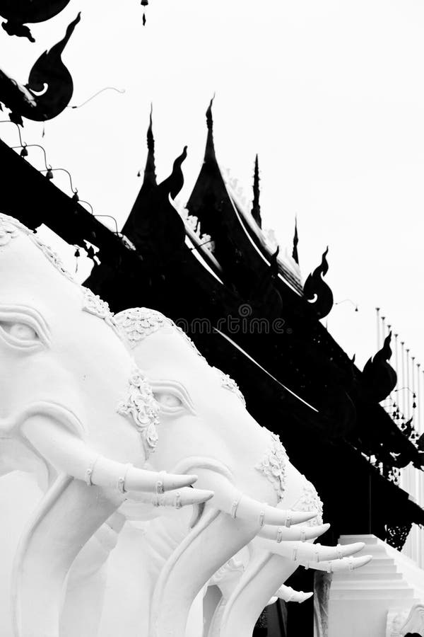 The Sculpture of White Elephants Stock Photo Image of buddhist