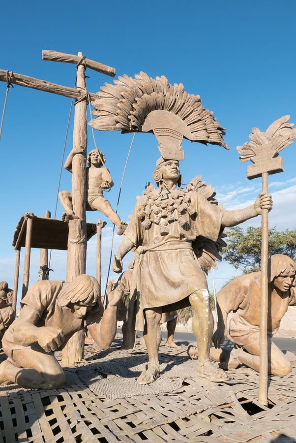 Sculptures débarquant la civilisation Chiclayo Pérou de Maya images stock Sculptures débarquant la civilisation Chiclayo Pérou de Maya images stock