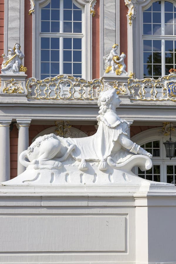 Sculptures in front of the Prince-elector Palace in the center of Trier royalty free stock image Sculptures in front of the Prince-elector Palace in the center of Trier royalty free stock image