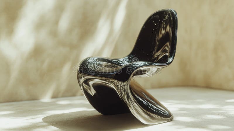 Sculptură neagră cu design abstract într-un context arhitectural bej royalty free stock photos