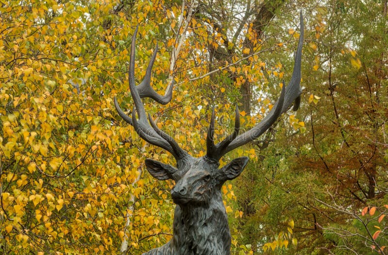 Scultpture Elkhart Индианы полноразмерное величественного лося стоковая фотография