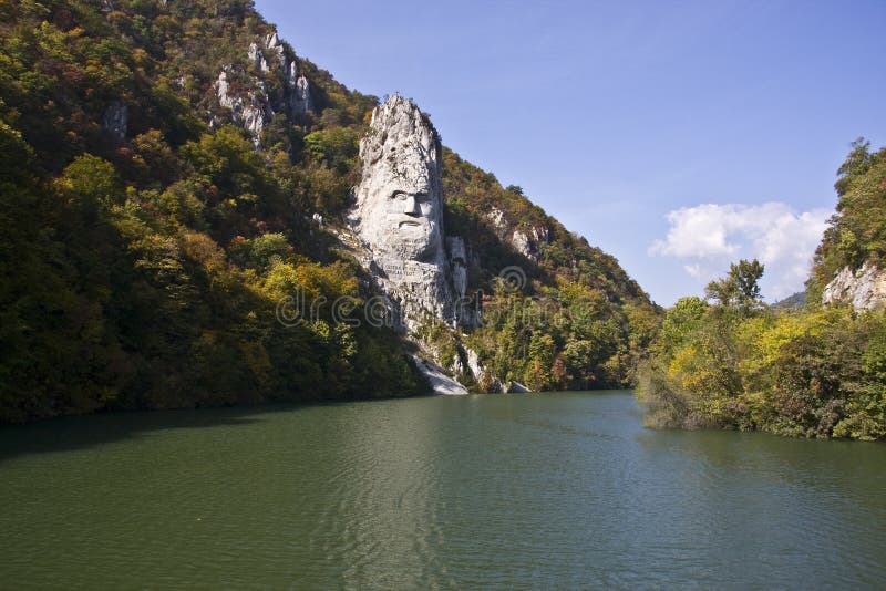 Scultura di Decebal sul Danubio immagini stock