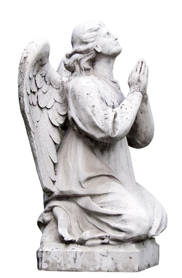 Scultura di pregare angelo, isolata fotografia stock Scultura di pregare angelo, isolata fotografia stock