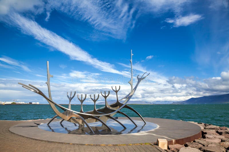 The Sun Voyager (or Sun Traveler, Solfar in Icelandic) stainless steel ship-like sculpture by Jon Gunnar Arnason is one of the most famous sculptures in Reykjavik. It located on the seafront at the end of Frakkastigur street in Midborg district. The Sun Voyager (or Sun Traveler, Solfar in Icelandic) stainless steel ship-like sculpture by Jon Gunnar Arnason is one of the most famous sculptures in Reykjavik. It located on the seafront at the end of Frakkastigur street in Midborg district