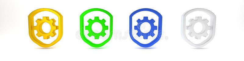 Scut colorat cu pictograma uneltelor de reglare izolată pe fond alb. ajustarea reparării întreținerii serviciilor royalty free illustration