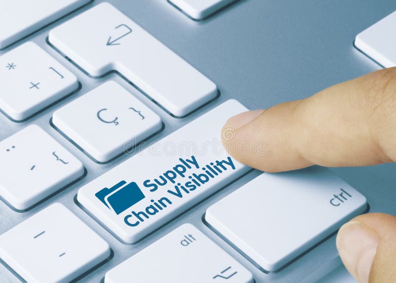 SCV supply chain visibility - Inscription on Blue Keyboard Key