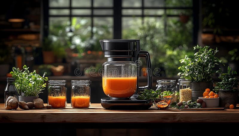 Scène AIGenerated Juice Maker photographie stock libre de droits