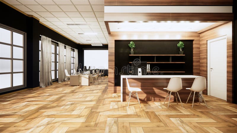 Scène bureau in bureau 3d renderen vector illustratie