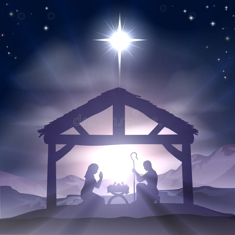 Scène de nativité de Manger de Noël illustration libre de droits Scène de nativité de Manger de Noël illustration libre de droits