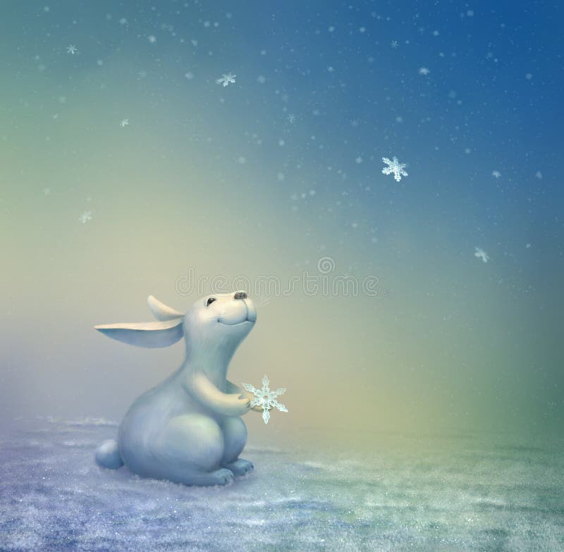 Scène de Noël avec le lapin illustration de vecteur Scène de Noël avec le lapin illustration de vecteur