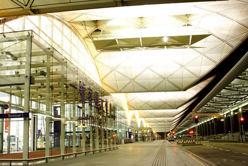 Night scene of the Hong Kong Airport. Night scene of the Hong Kong Airport.