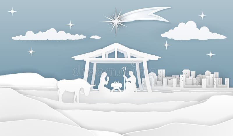 Scène de papier de Noël de nativité illustration stock Scène de papier de Noël de nativité illustration stock