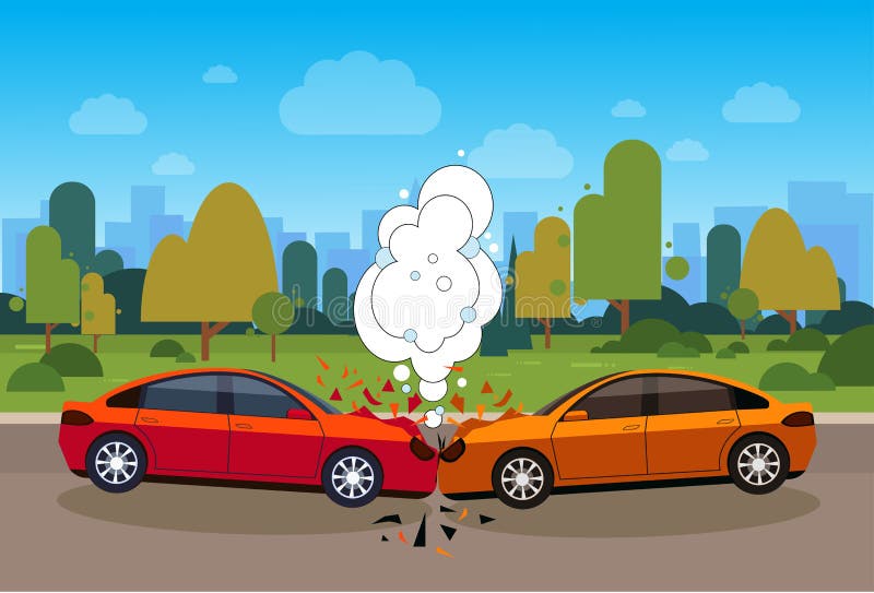 Scène du danger d'accident de voiture sur le concept de route illustration libre de droits Scène du danger d'accident de voiture sur le concept de route illustration libre de droits