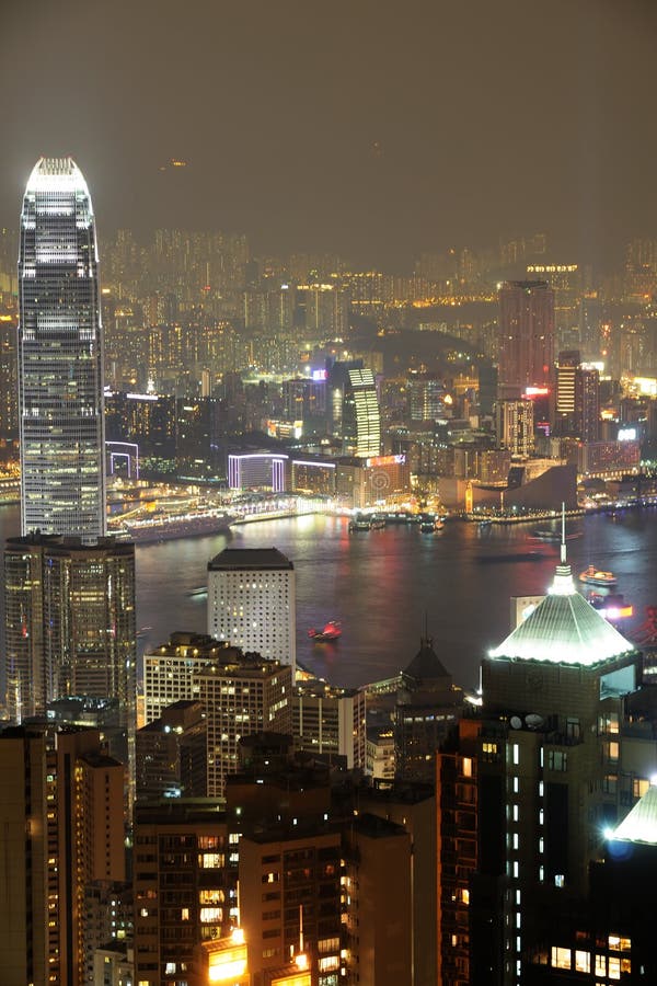Scène FO Hong Kong de nuit photo stock Scène FO Hong Kong de nuit photo stock