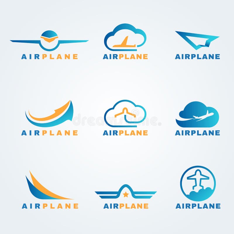 Scénographie de vecteur de logo d'avion de Rocket et d'air illustration stock Scénographie de vecteur de logo d'avion de Rocket et d'air illustration stock