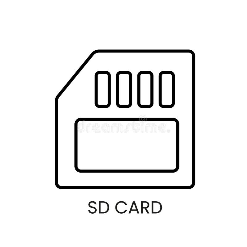 Sd Card line vector icon with editable stroke for placement on cctv camera system packaging royalty free illustration