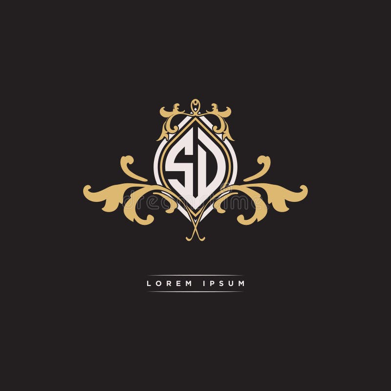 SD Logo Monogram Ornamental Geometric Vintage Style Stock Vector