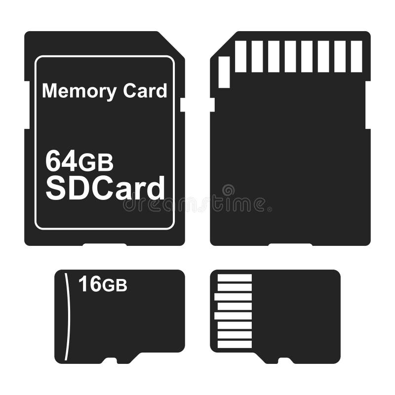 SD and Micro SD memory card icon isolated on white background. stock illustration