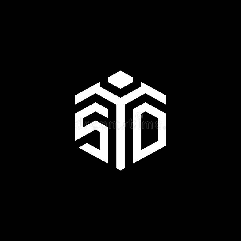 SD Monogram Logo with Abstract Hexagon Style Design Template Stock