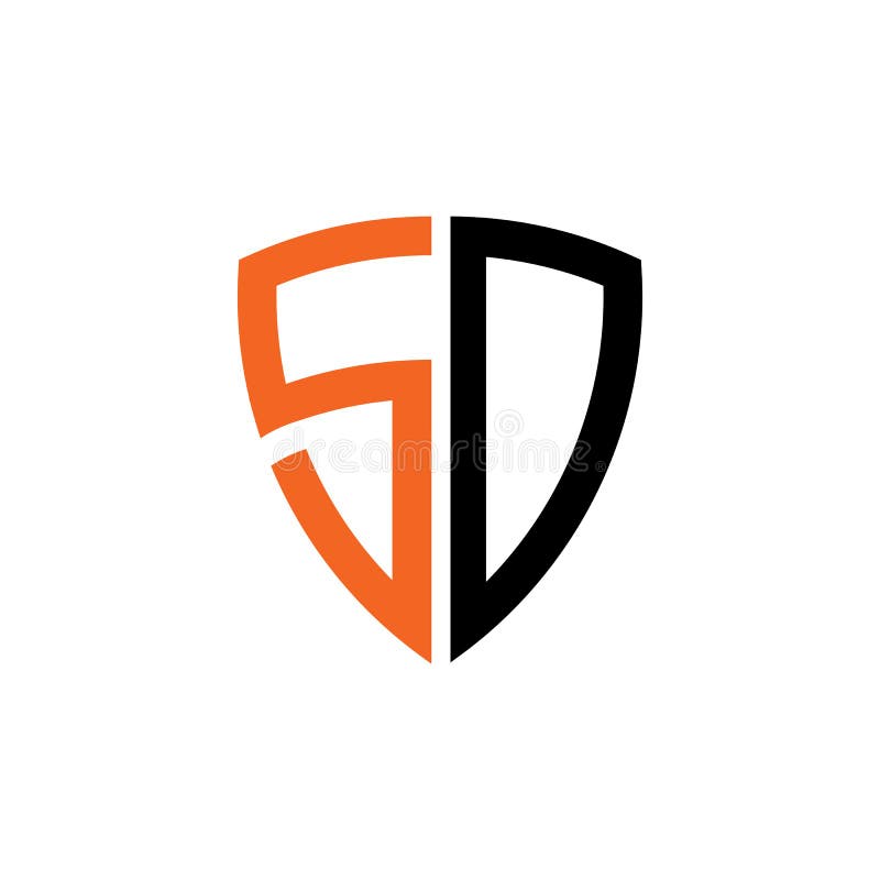SD shield letter logo design template royalty free illustration