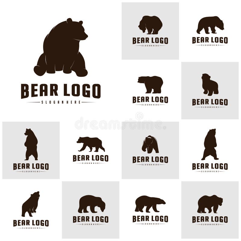 Se av björnen Logo Icon Designs Vector Björnar Logo Concepts Symbolssymbol stock illustrationer