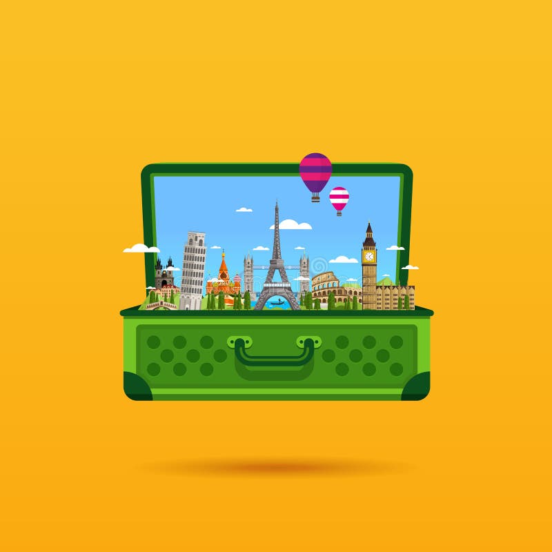 Se déplacent le monde Concept de monument Voyage par la route illustration libre de droits Se déplacent le monde Concept de monument Voyage par la route illustration libre de droits
