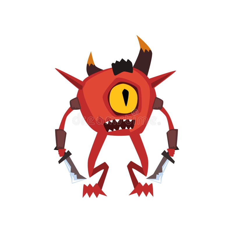 Se eyed a ilustração mágica do vetor do caráter da criatura da fantasia do monstro do guerreiro em um fundo branco ilustração royalty free Se eyed a ilustração mágica do vetor do caráter da criatura da fantasia do monstro do guerreiro em um fundo branco ilustração royalty free