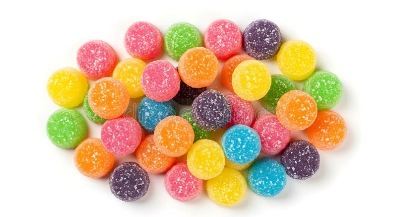 Se muestra una colorida variedad de caramelos recubiertos de azúcar redondos. Cada dulce es libre illustration