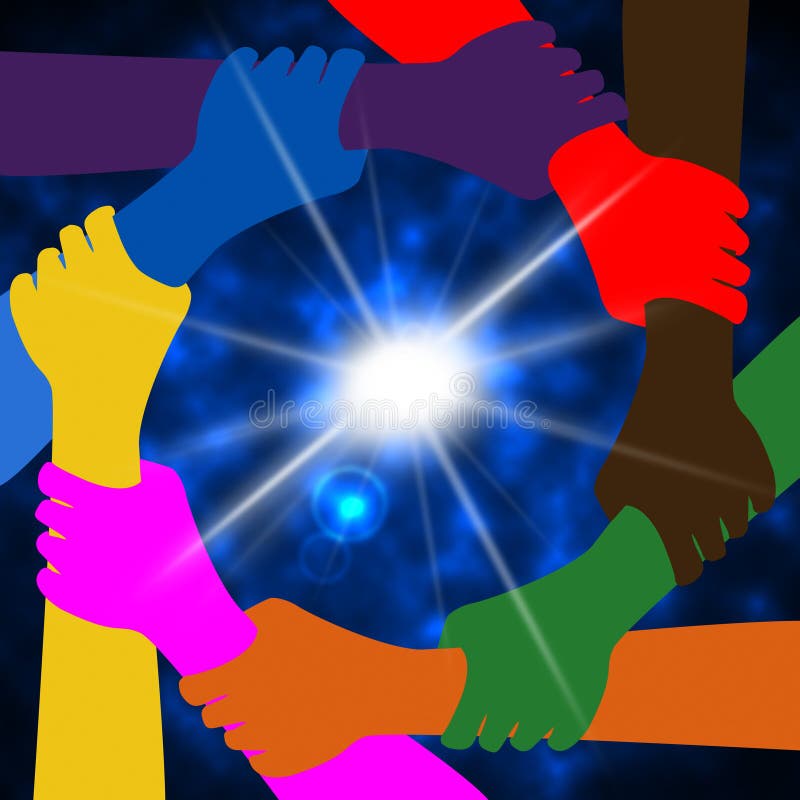 Se tenir remet des moyens généralisent globalement et globe illustration de vecteur Se tenir remet des moyens généralisent globalement et globe illustration de vecteur
