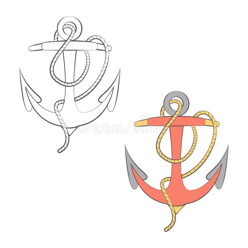 sea anchor tattoo traditional style sea anchor tattoo traditional style old school retro symbol sailing anchor rope 132689980